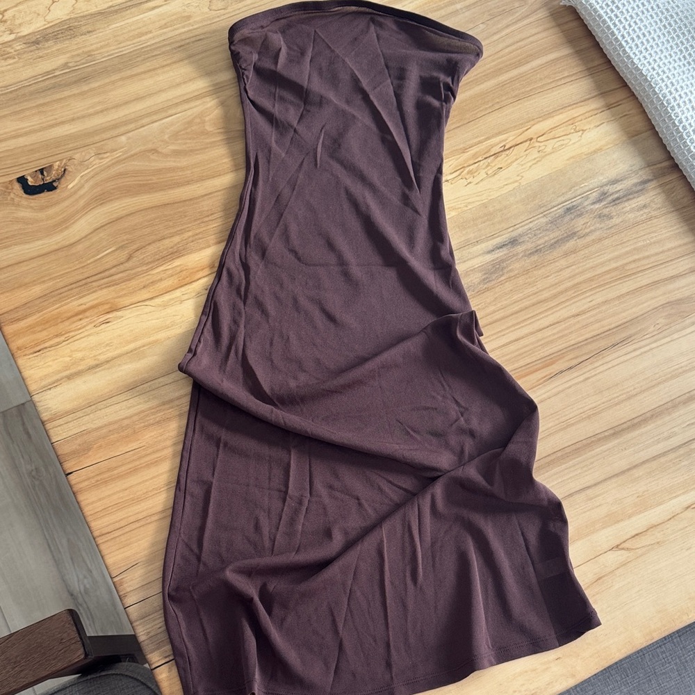 KHY Mesh Brown Strapless Dress NWOT size S